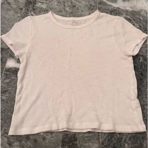 aerie - waffle knit white crop tee
